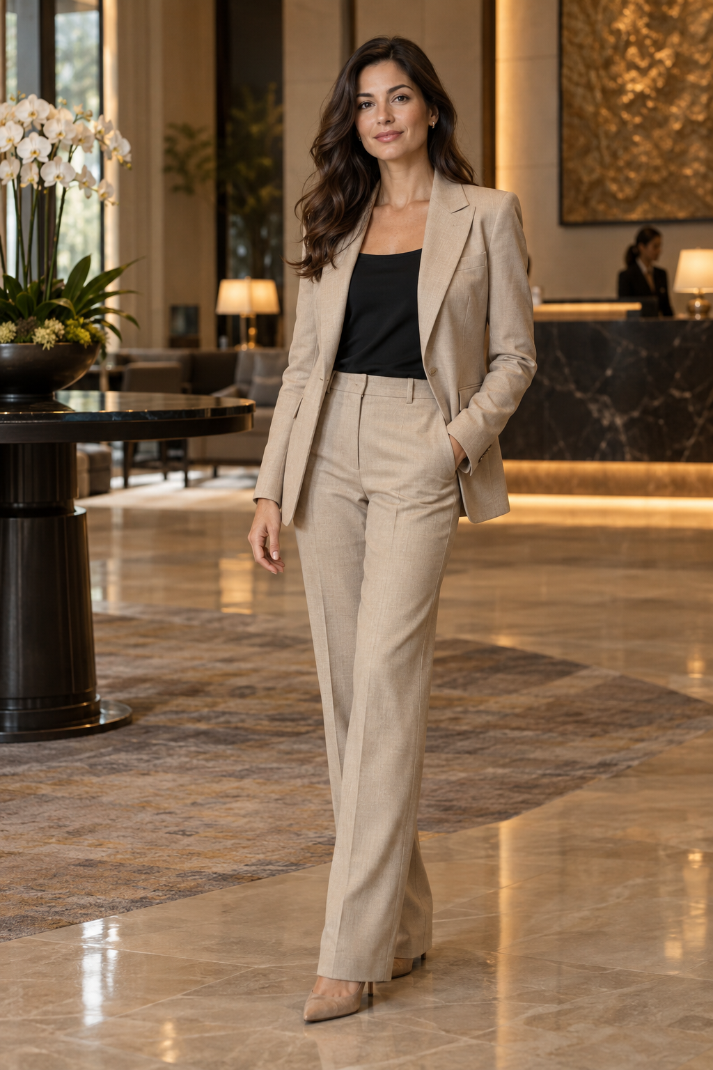 Costum corporate personalizat, bej