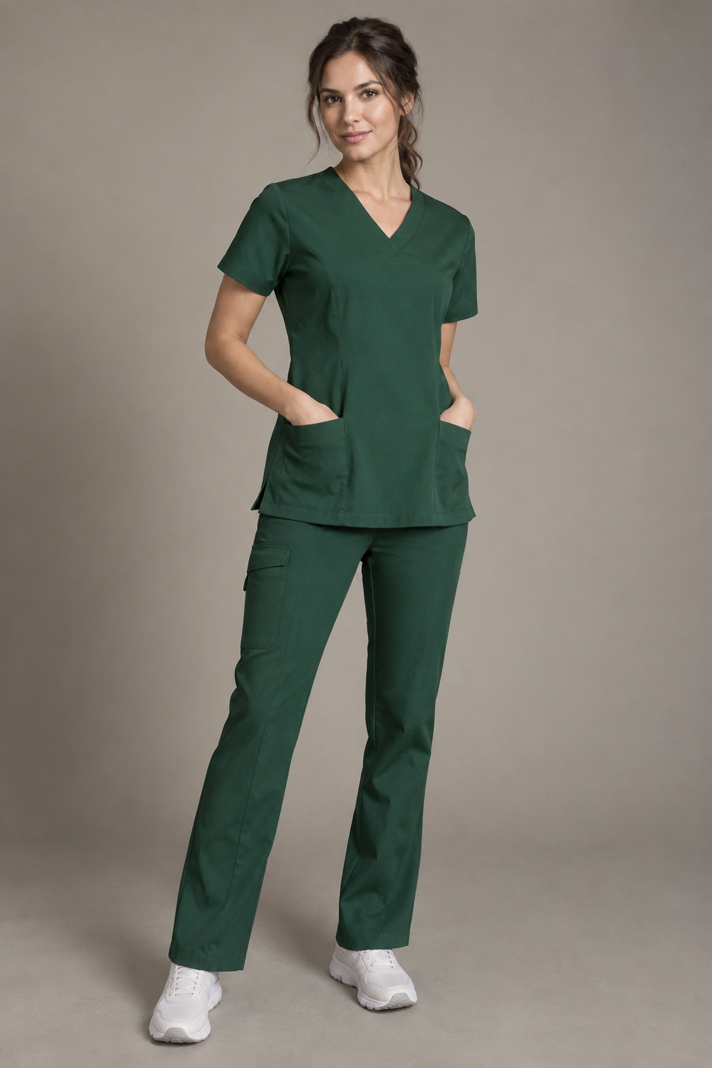 Uniformă medicală în nuanță forest green